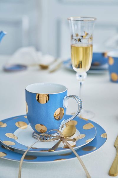 Set/2 Tassen Dot Delight Hellblau/Gold 350ml