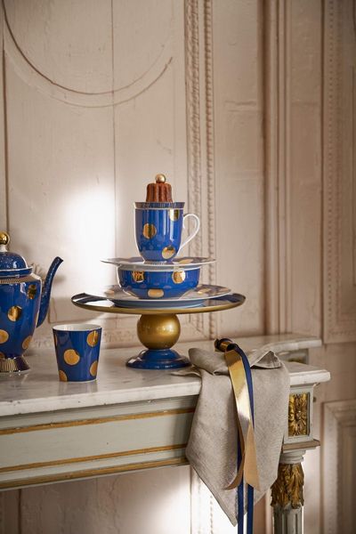 Set/2 Tassen Dot Delight Navy/Gold 350ml