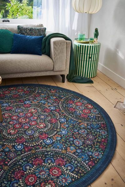 Tapis Rond Il Ricamo by Pip Bleu Foncé