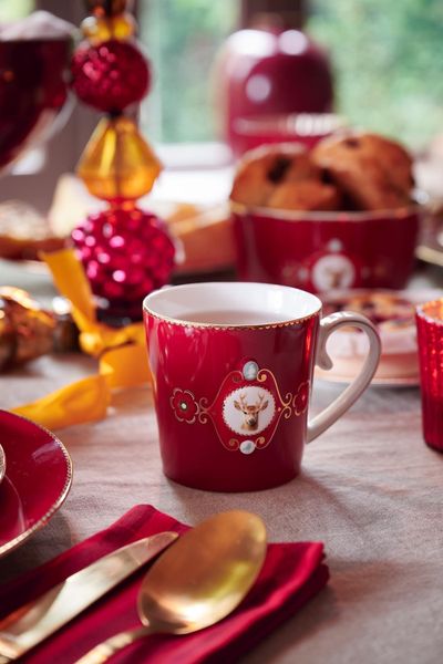 Tasse Love Birds Médaillon Cerf Rouge Foncé 300ml