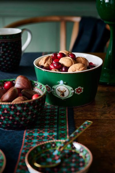 Bowl Love Birds Medallion Deer Dark Green 15cm