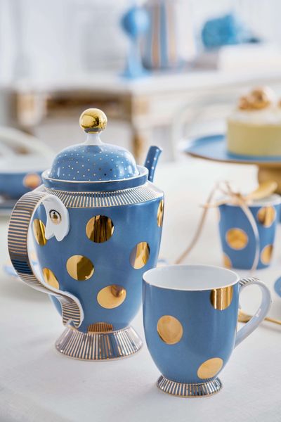 Set/2 Tasses Dot Delight Bleu Clair/Or 350ml 