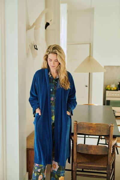 Naomi Kimono Velvet Little Sumo Stripe Blau