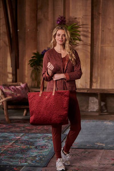 Tote Bag Velvet Quiltey Days Rood