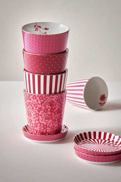 Royal Stripes Mug Dots & Tea Tip Dark Pink