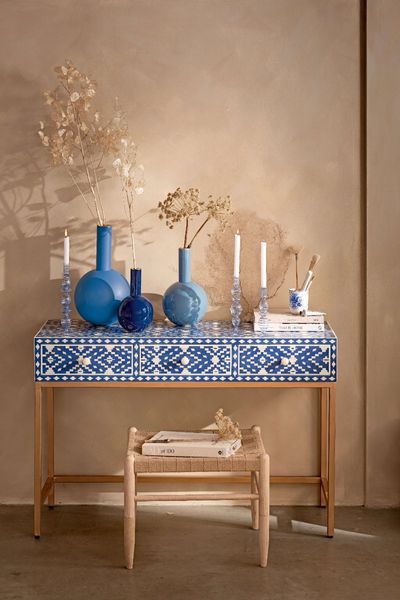 Vaas Metaal Mat Middenblauw 42cm