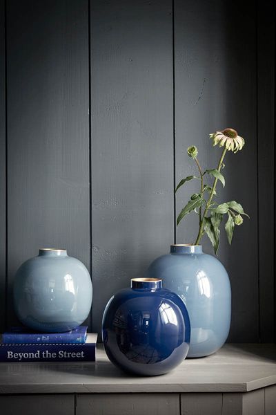 Vase en Métal en Coloris Bleu Clair 23 cm