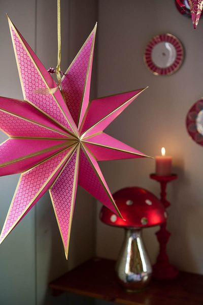 Étoile de Noël Papier Rose 60cm