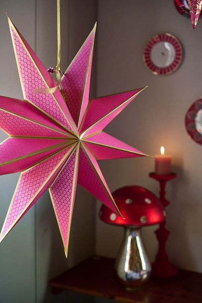 Weihnachtsstern Papier Overall Print Rosa 60cm