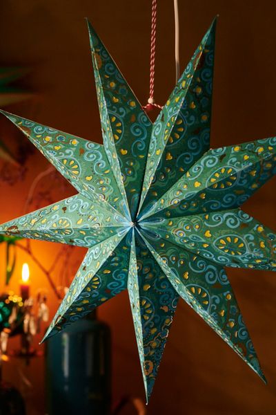 Kerstster Papier Overall Print Groen 60cm