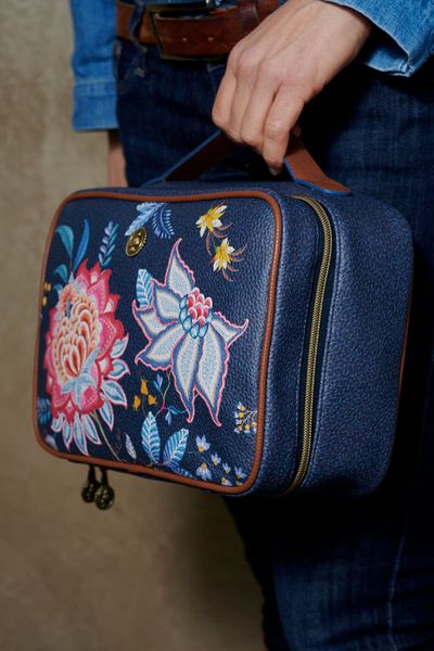 Beautycase Rechteckig Gross Festival Flower Dunkelblau