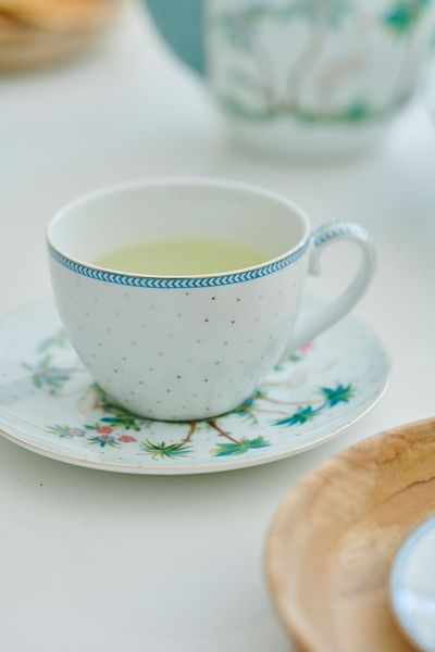 Lot de 2 Tasses et Soucoupes à Cappuccino à Pois Jolie en Coloris Doré