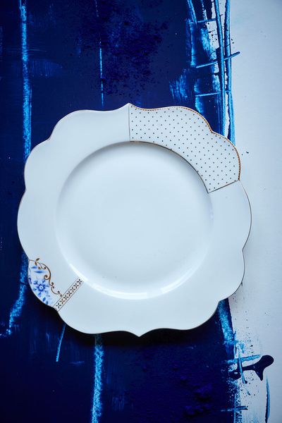 Assiette Plate Royal White Points Dorés 28 cm