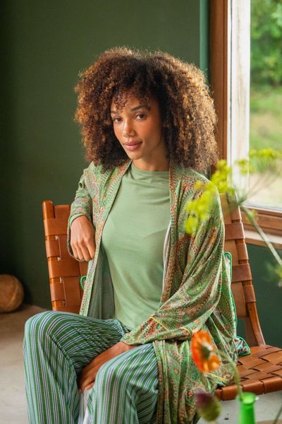 Belin Long Trousers Kente Stripe Green