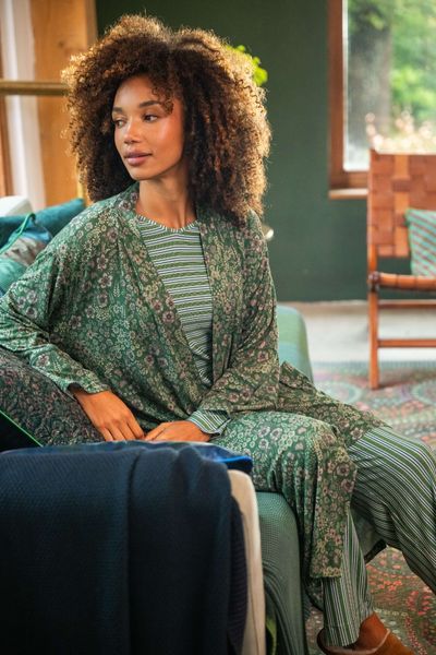Trice Top Lange Mouw Kente Stripe Groen 
