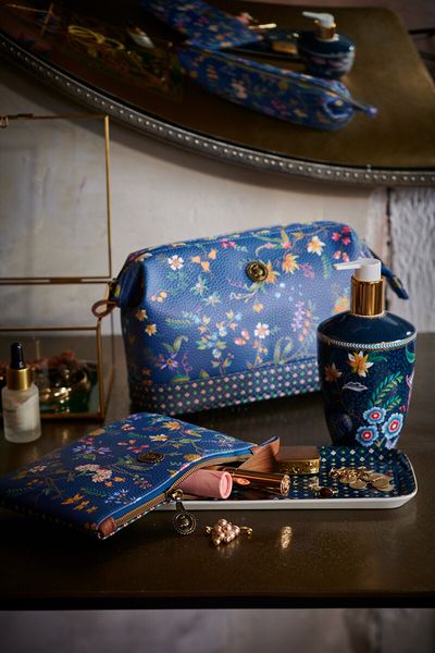 Toilettas Buidel Medium Petites Fleurs Donkerblauw
