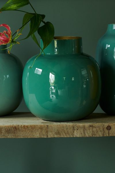 Round Metal Vase green 25 cm