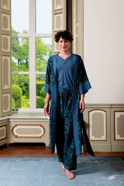 Sport Top Kurze Ärmel Cross Stitch Blau