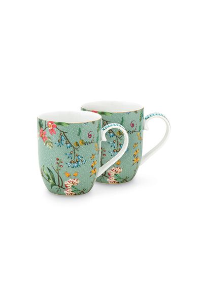 Set/2 Tassen Klein Jolie Blumen Blau