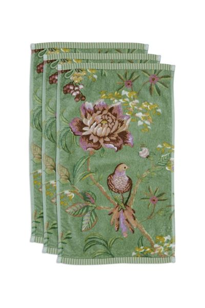 Lot de 3 Serviettes Invité Secret Garden Vert 30x50cm