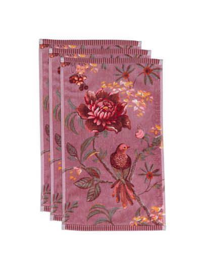 Lot de 3 Serviettes Invité Secret Garden Mauve 30x50 set a 3