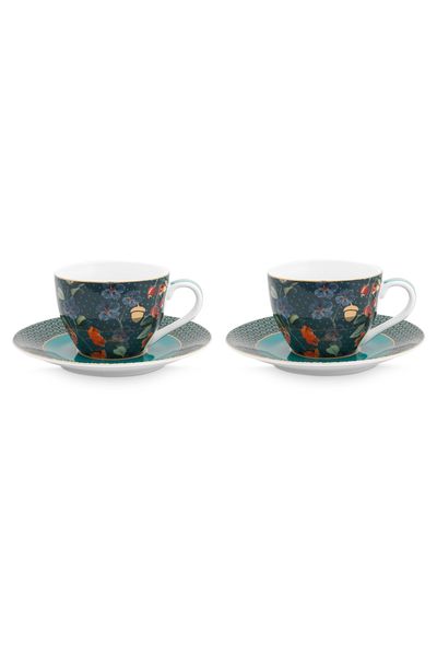 Winter Wonderland Set/2 Espresso Kop & Schotel Donkerblauw
