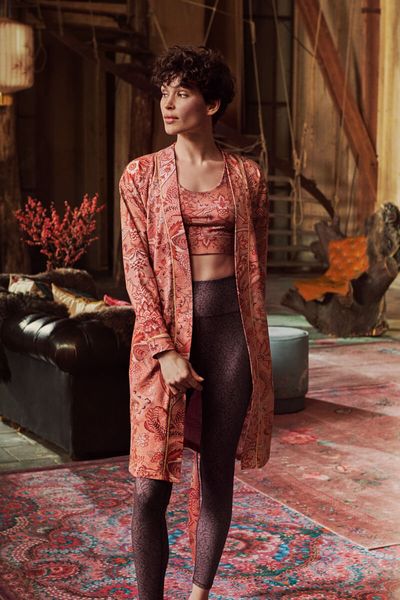 Lange Sporthose Leafy Dots Terra Rot