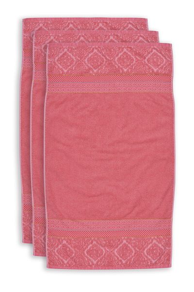 Lot de 3 Serviettes de Bain Soft Zellige en Coloris Corail 55 x 100 cm