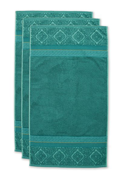Lot de 3 Serviettes de Bain Soft Zellige en Coloris Vert 55 x 100 cm