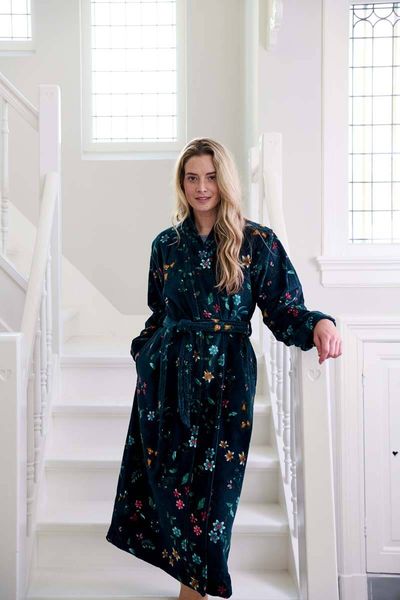 Bathrobe Les Fleurs Dark Blue