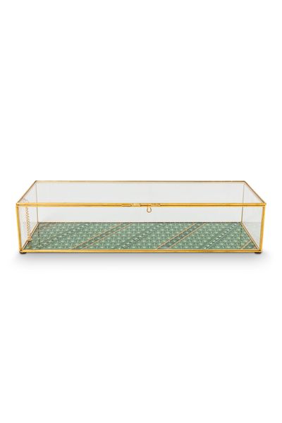 Aufbewahrungskiste Glas Gold L