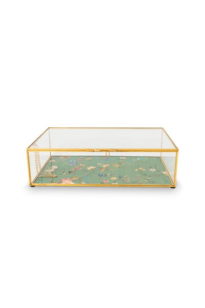 Aufbewahrungskiste Glas Gold M