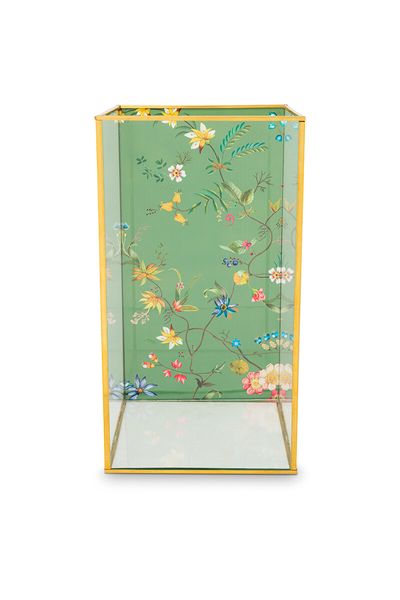 Storage Box Glass Gold Tall