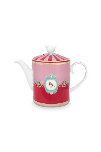 Love Birds Theepot Medium Rood/Roze