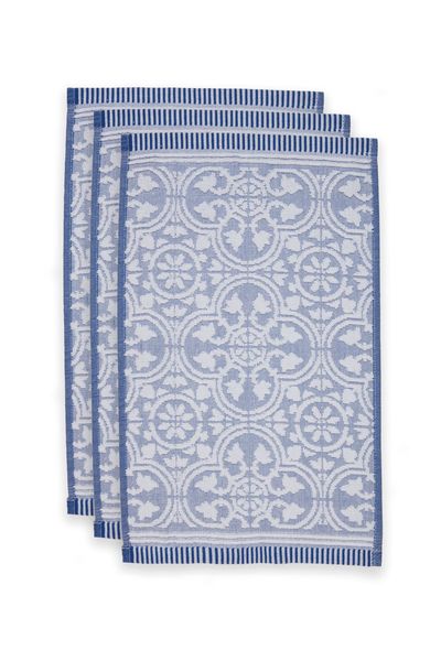 Lot de 3 Serviettes Invité Tile de Pip Bleu 30x50cm