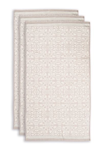 Badhanddoek Set/3 Tile de Pip Khaki 55x100 cm