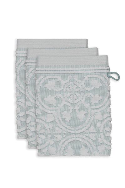 Lot de 3 Gants de Toilette Tile de Pip Bleu Clair 16x22cm