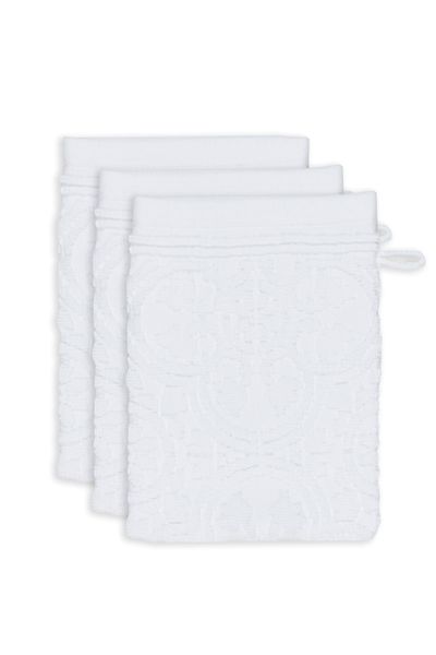 Lot de 3 Gants de Toilette Tile de Pip Blanc 16x22cm