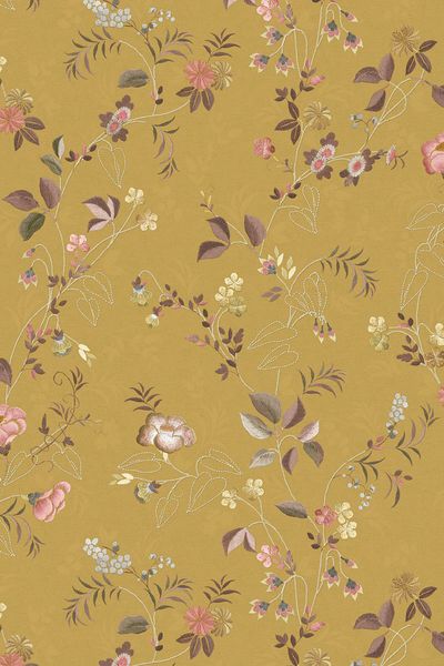 Pip Studio Tokyo Blossom Non-Woven Wallpaper Mustard Yellow