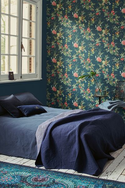 Pip Studio Floris Non-Woven Wallpaper Dark Blue