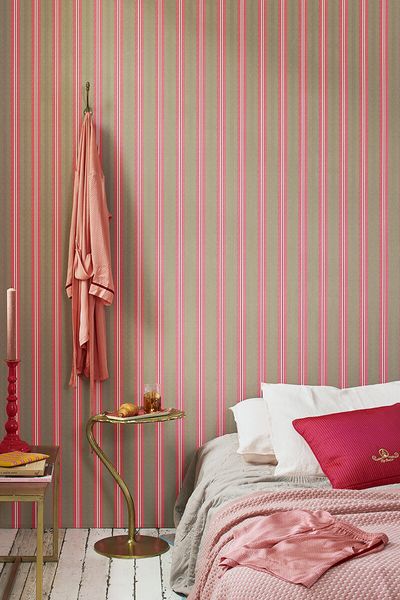 Pip Studio Blurred Lines Vliesbehang Khaki/Roze