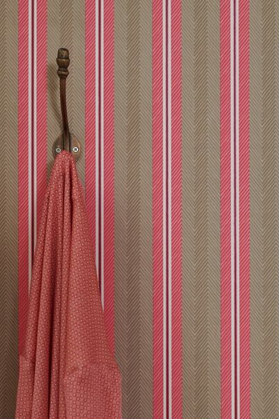Pip Studio Blurred Lines Wallpaper Khaki / Pink