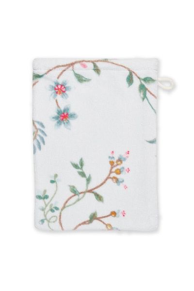 Washandje Les Fleurs Wit 16x22 cm
