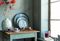 Tray Enamelled Light Blue 30cm