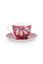 Lot de 2 Tasses et Soucoupes à Cappuccino Flower Festival Rose Foncé