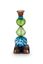 Bougeoir en Verre Bead Bleu/Vert 23.5cm