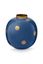 Vaas Metaal Stippen Navy/Goud 23cm