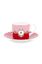 Set/2 Cups & Saucers Love Birds Medallion Red-Pink