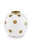 Metall Vase Punkte Weiß Gold 23cm