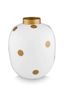 Metalen Vaas Stippen Wit Goud 32cm